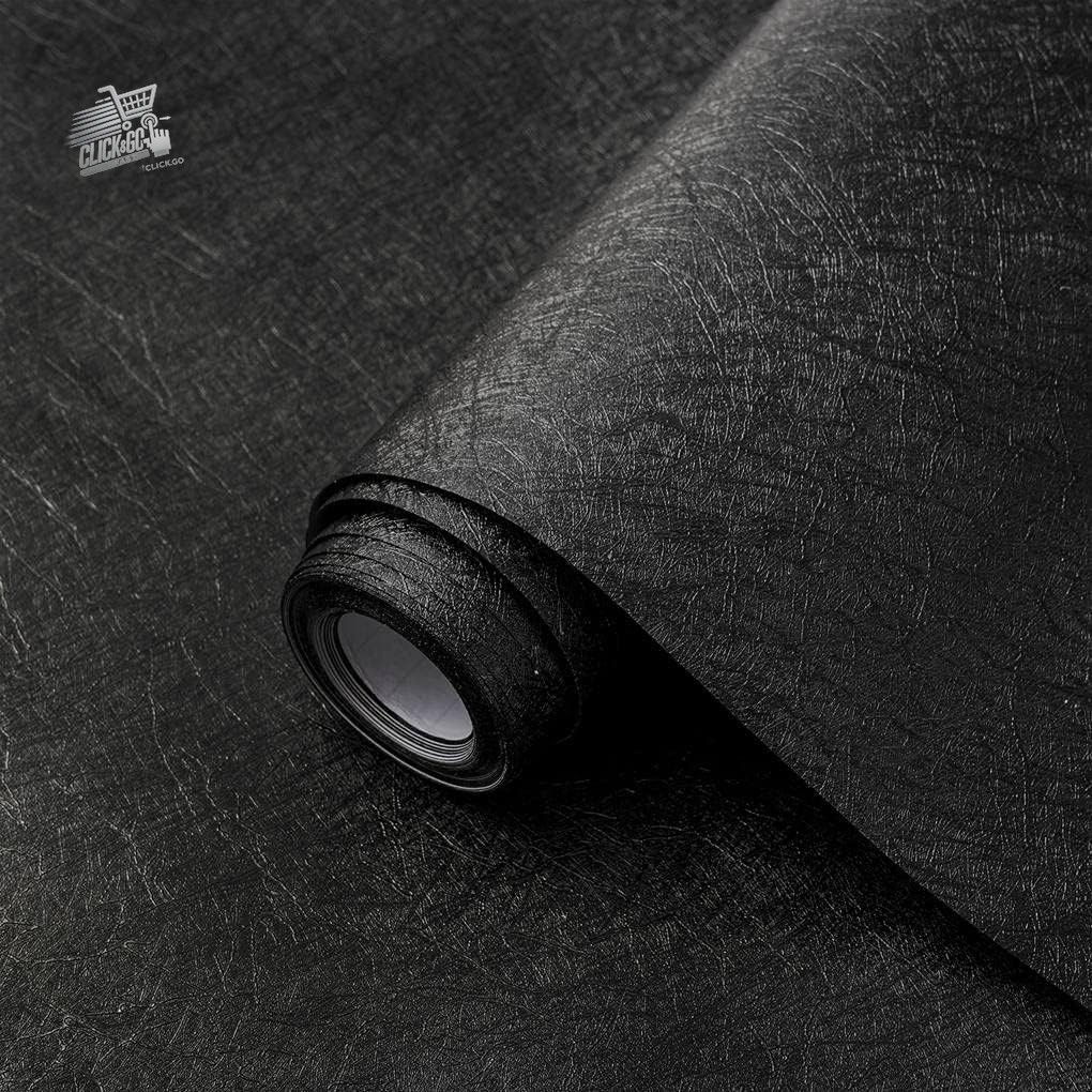 Arthome Black Embossed Furniture Adhesive Film 44Cmx6M, Textured Vinyl S