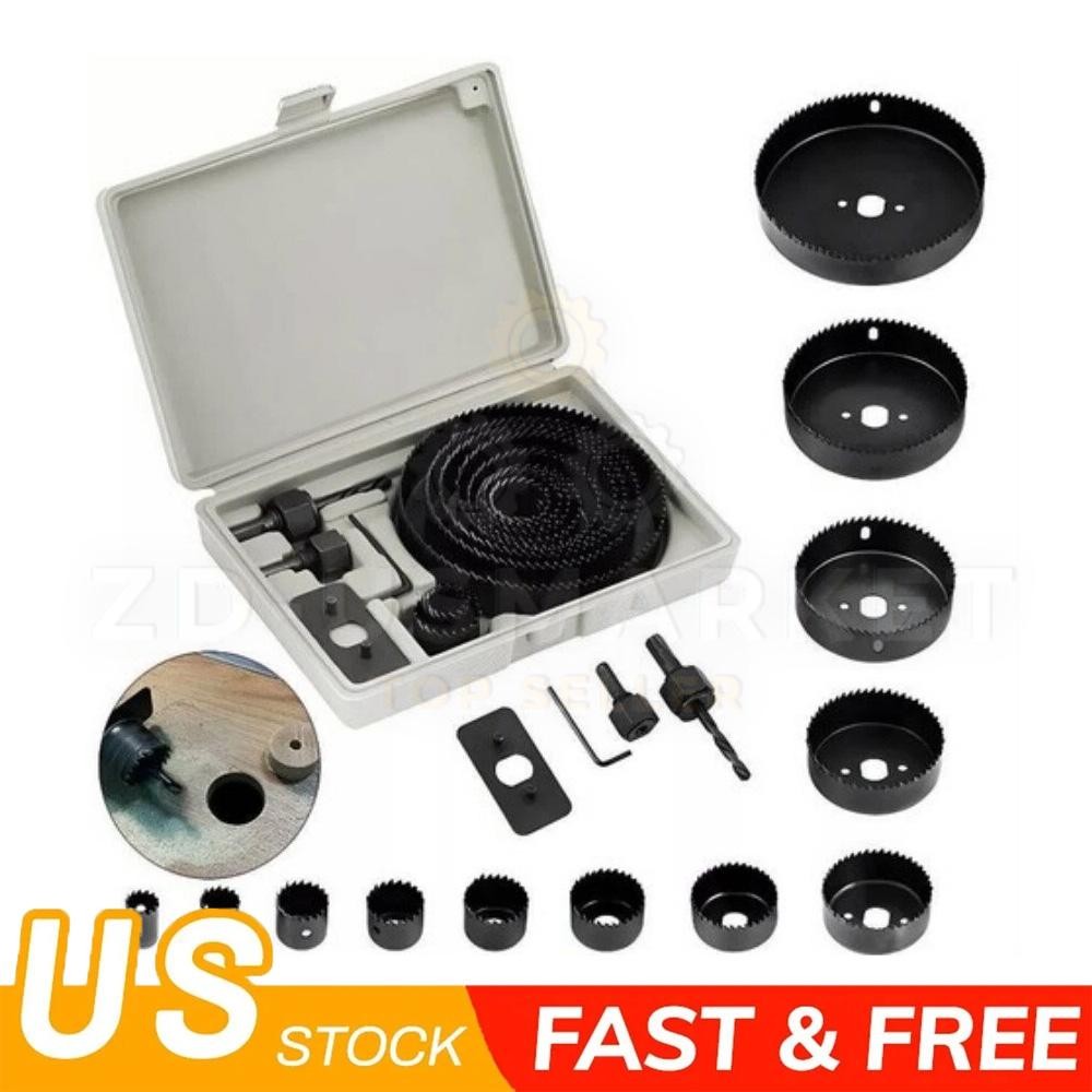 16 Set Hole Saw Cutter Set 3/4" - 5" Wood Plastic Sheet Metal Drill Bit Kit
