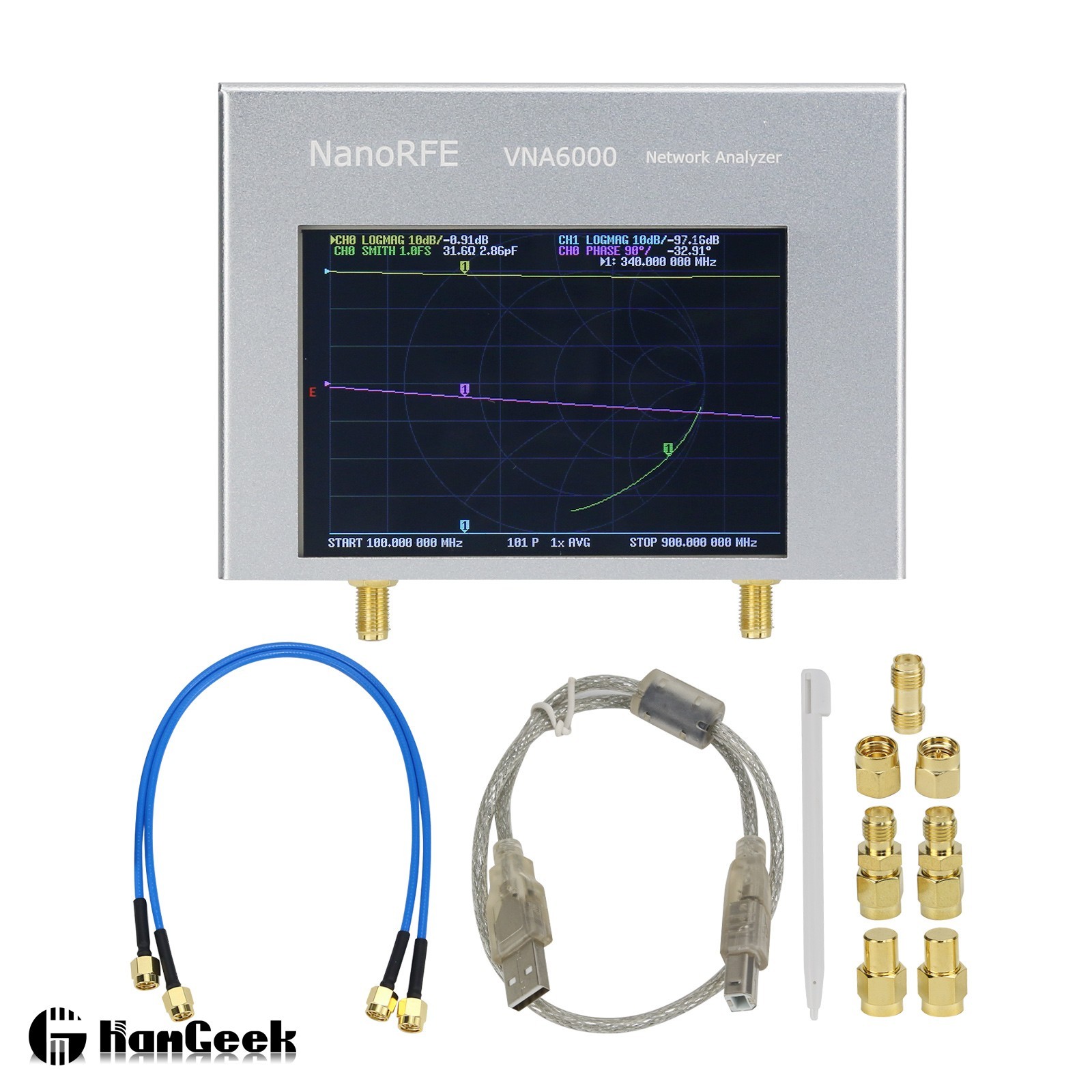 VNA6000-B Two Port 6GHz Portable Vector Network Analyzer 110dB Dynamic Range