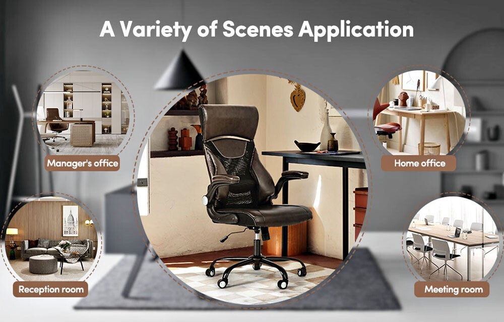 EXECUTIVE OFFICE LEATHER CHAIR HIGH BACK ERGONOMIC ADJUSTABLE HEADREST 5 WHEELS