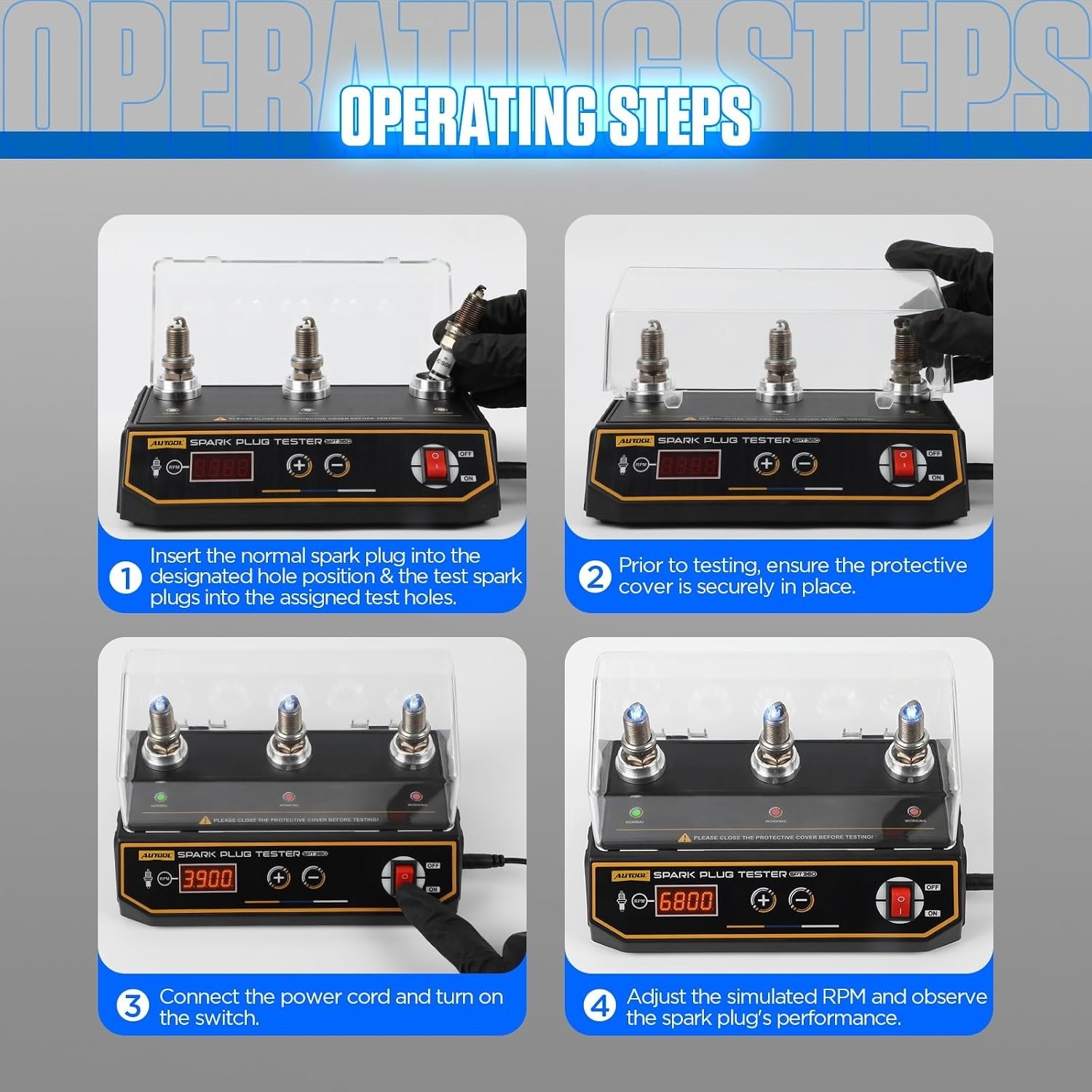 Automotive Spark Plug Tester with Adjustable Frequency for 12V Gasoline Vehicles