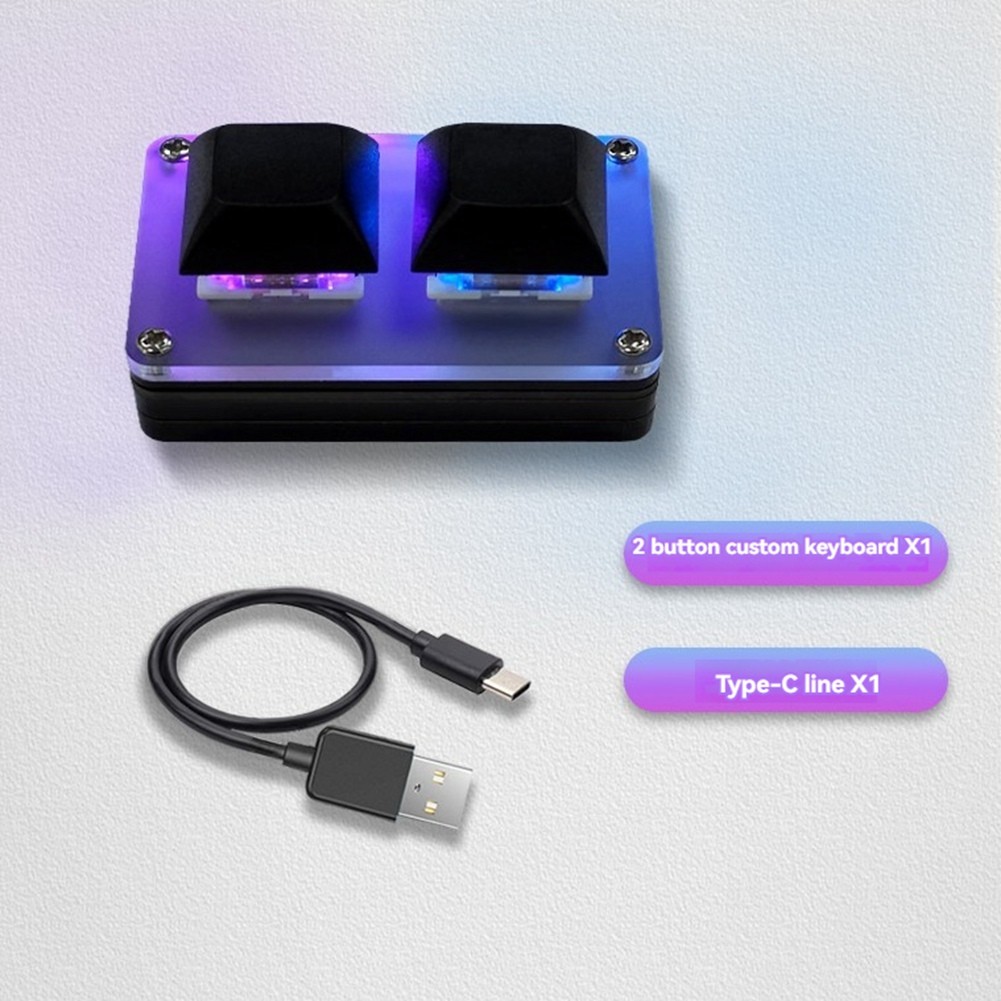 2 Key Mini Keyboard for Copy and Paste, Programmable User De9801