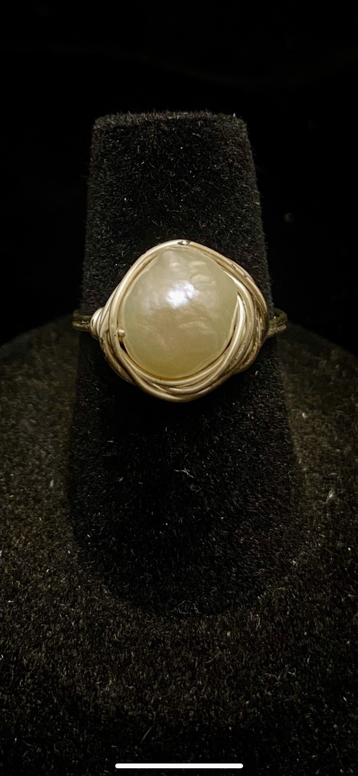 Pearl Silver Ring Size 6.5 10mm Pearl