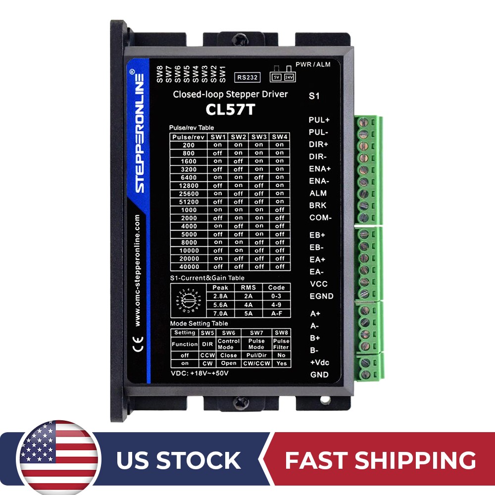 STEPPERONLINE Nema 23 24 Closed Loop Stepper Motor Driver CL57T 0-8.0A 24-48VDC