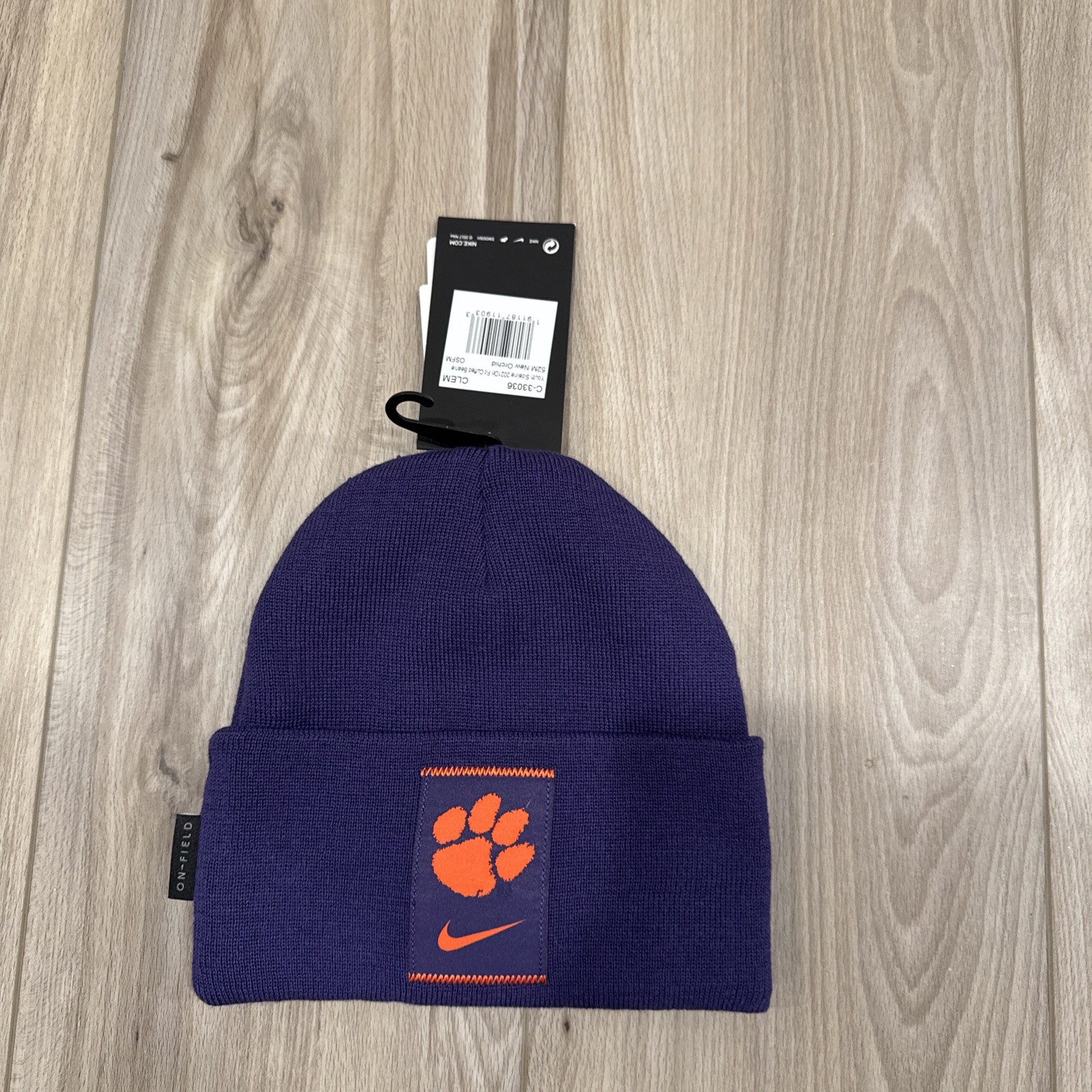 Nike NCAA Clemson Tigers Beanie Knit On-Field Purple Orange Stocking Cap Youth