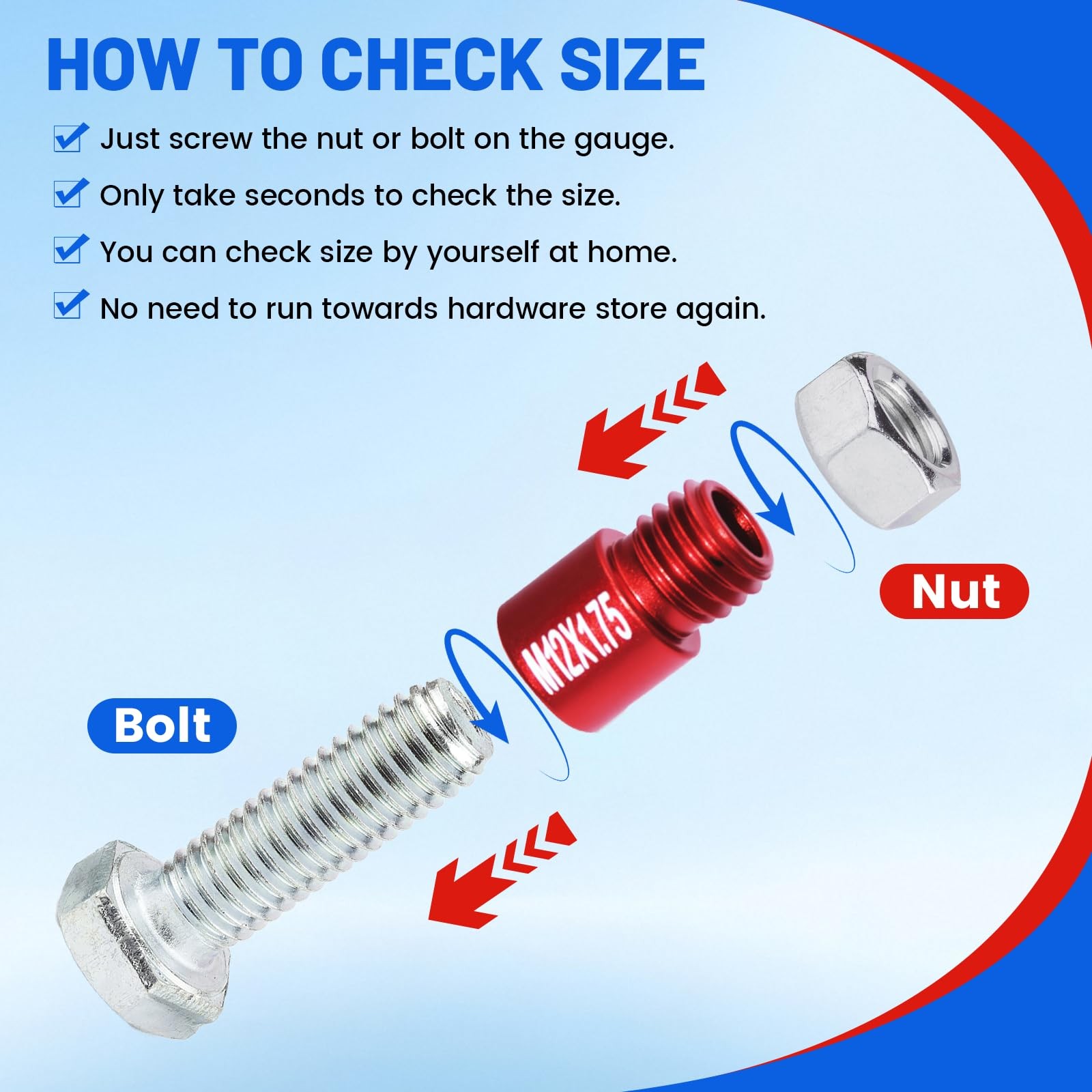 50 PCS Thread Checker Kit SAE Metric Bolt Nut Size Finder Tool 27 SAE 23