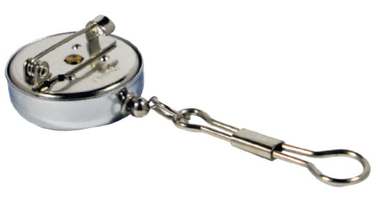 1" Retractable Pin-On Pull Reel Badge ID Belt Clip Holder Keychain Cord Chrome