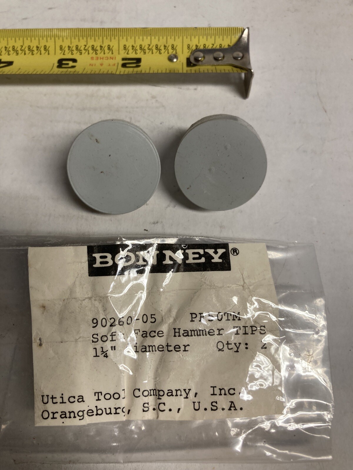 UTICA TOOL SOFT Face Hammer Tips 1-1/4” Diameter  2pcs 90260-05 pf 50TM GRAY