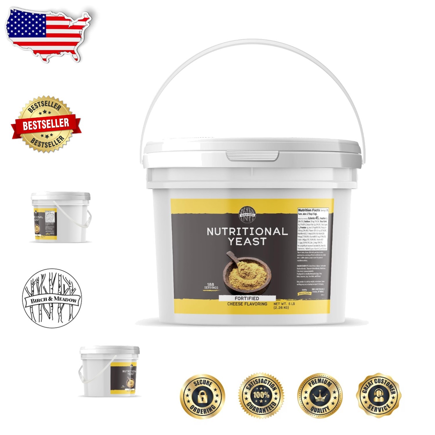 5 Lb Nutritional Yeast Flakes - Versatile  Baking & Seasoning