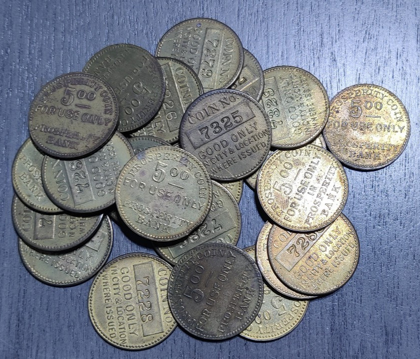 $5 Coin Prosperity Bank Depression Era Tokens - Lot of 24 coins