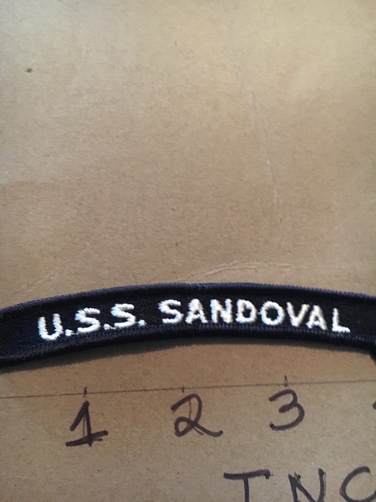US NAVY SHOULDER STRIP TAB *** rocker *** Patch USS Sandoval
