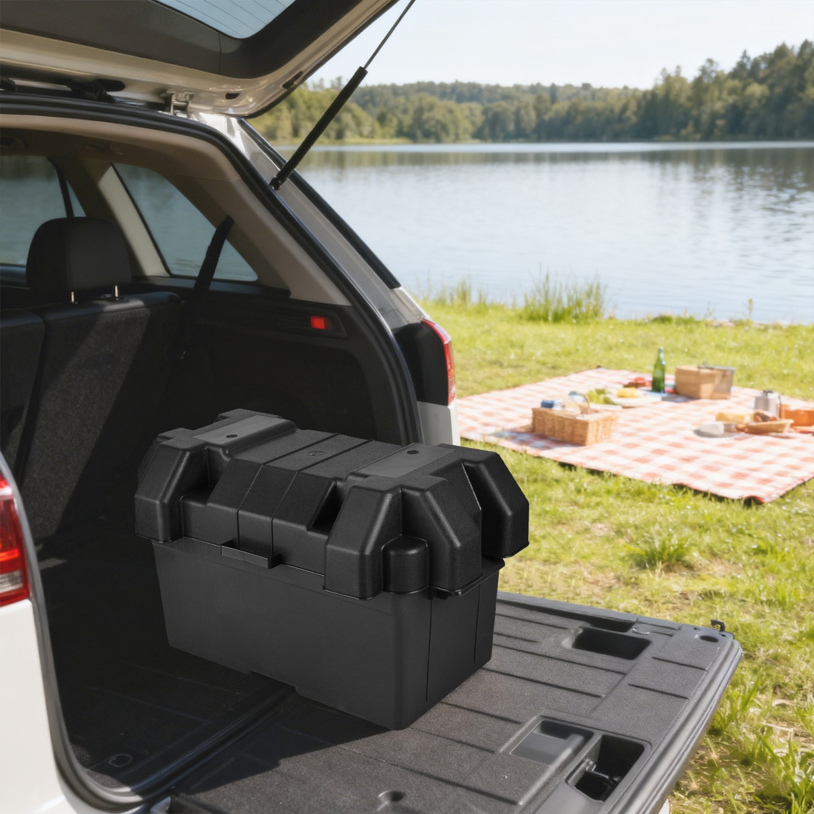 Large Battery Storage Box Car RV Portable Battery Case Universal Battery Box