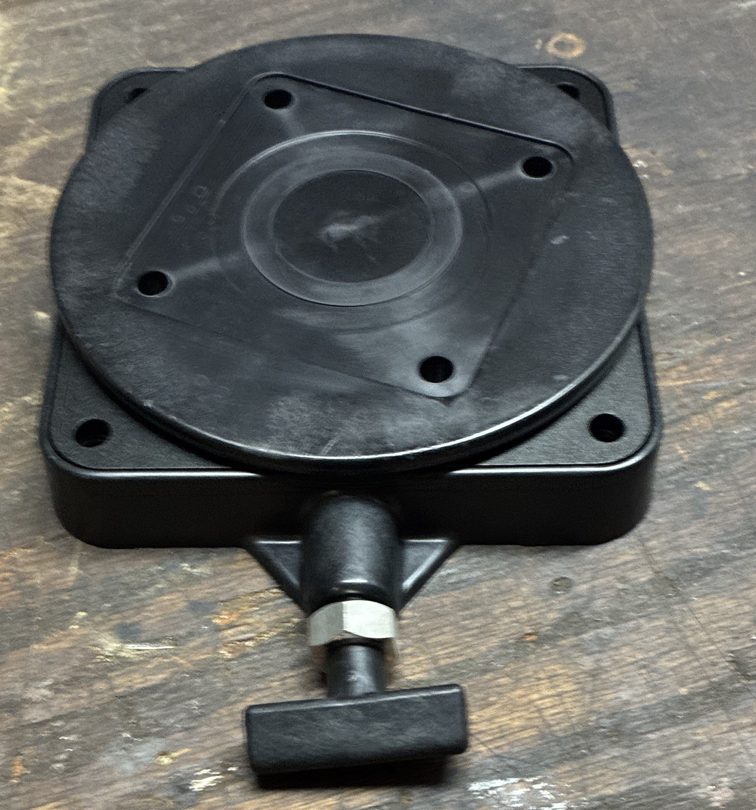 Black Manual Rotary Stage Turntable Plate w/ Mounting Holes & T-Handle Lock