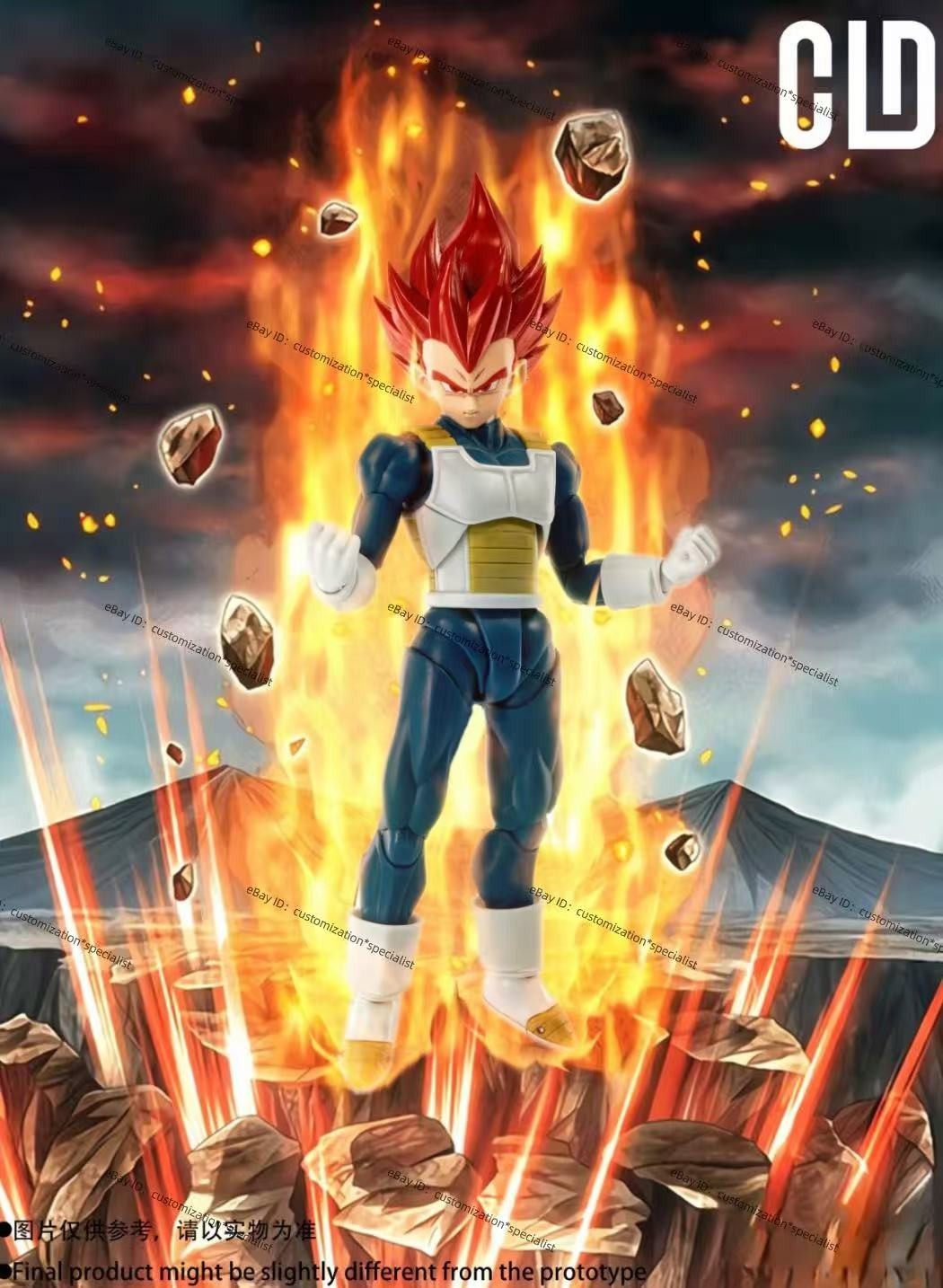 CLD custom 1/12 shf Vegeta Super Saiyan God Head sculpture In stock（ No Figure）