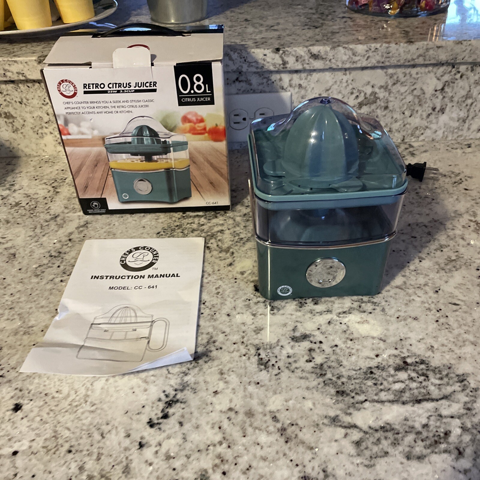 Chef’s Counter Retro Citrus Juicer 25w 3.3 Cup Blue 849808006414 SEALED CC-641