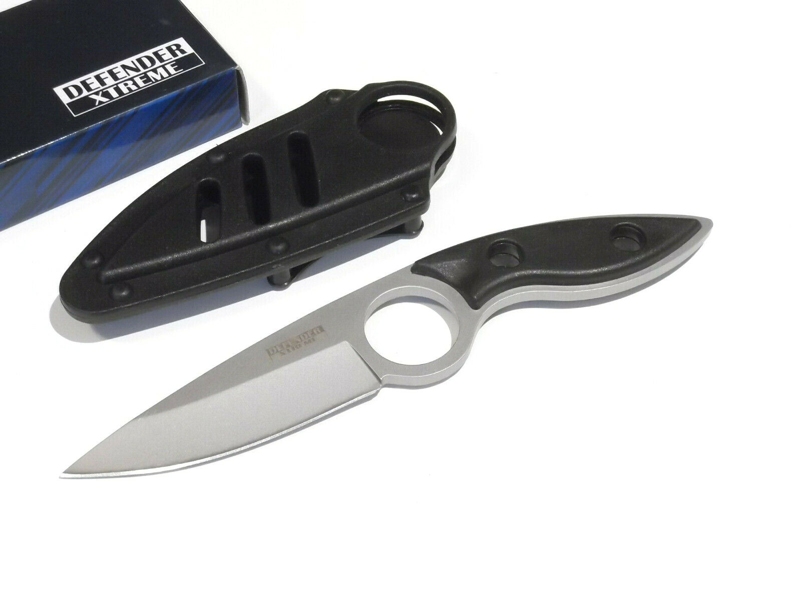 DEFENDER XTREME 5860 Finger Hole full tang fixed blade knife 6 7/8" overall NEW!