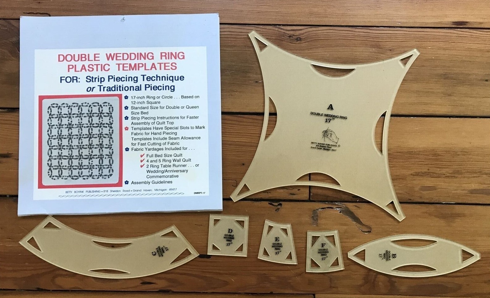 Betty Boyink Double Wedding Ring Crafting Quilting Templates Pattern Stencils