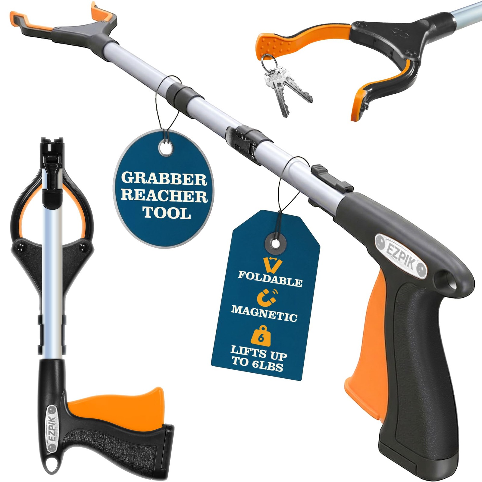 EZPIK Pro 36" Flexible Folding Grabber Tool for 36″ (Pack of 1), Silver