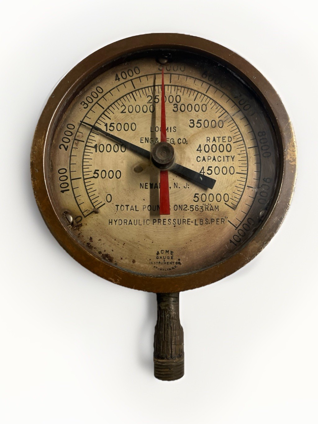 ANTIQUE ACME HYDRAULIC PRESSURE GAUGE STEAMPUNK FACTORY SALVAGE 6 3/8" face