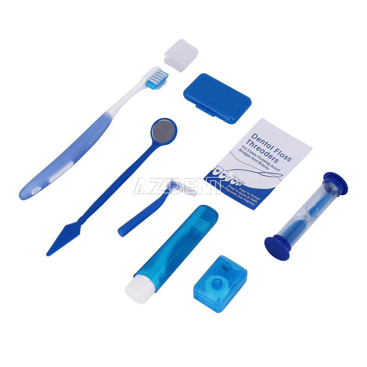 5 Packs Dental Orthodontic Brush Ties Toothbrush Brush Floss Kit Oral Care Blue