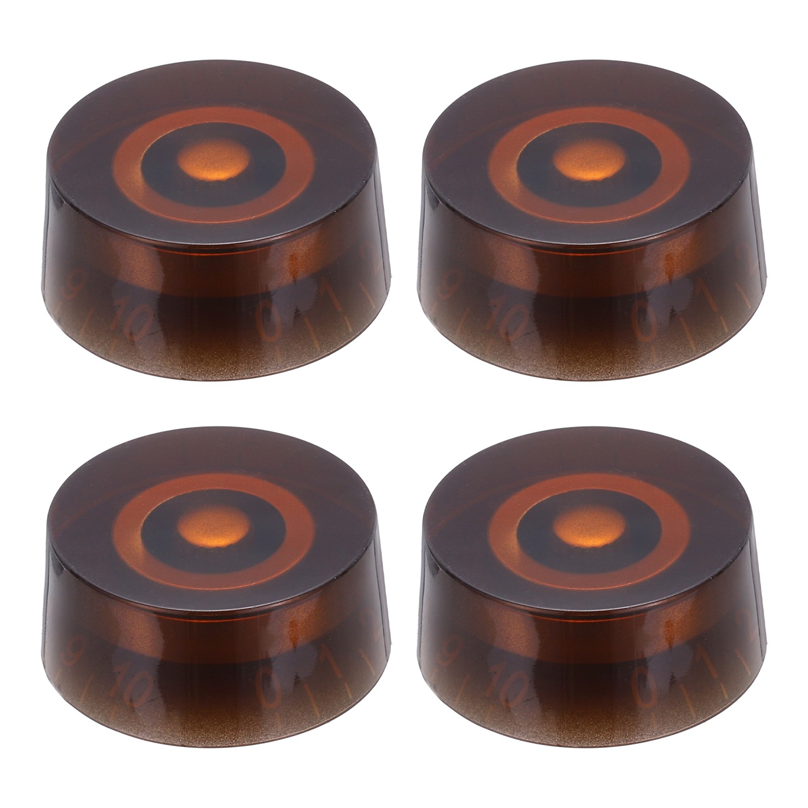 4pcs Electric Guitar Brown Volume Tone Control Knob(Brown- White Word)