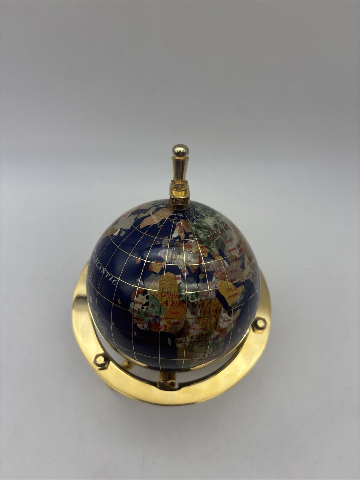 6-Inch Mini Blue Gemstone World Globe with Gold Stand