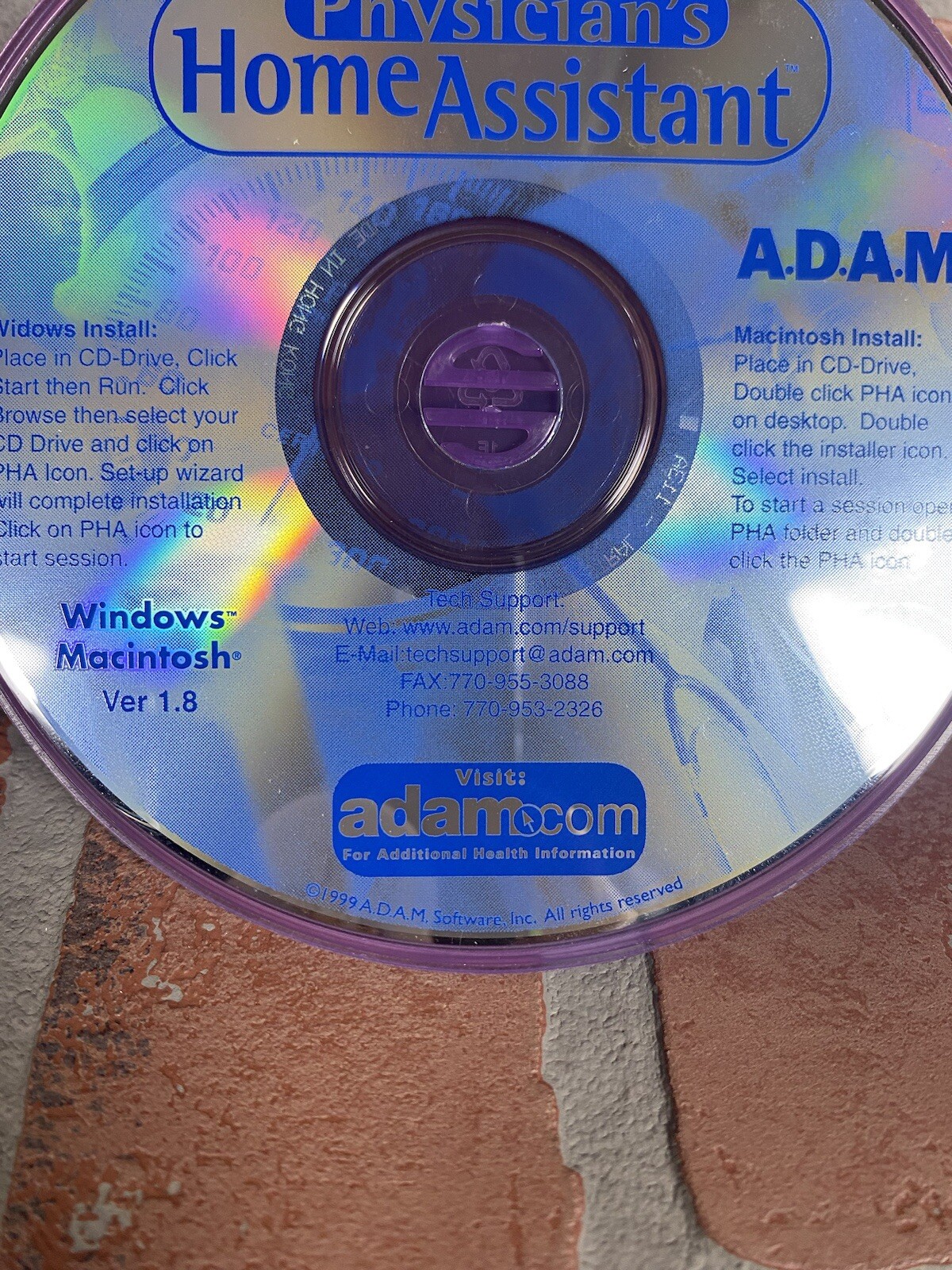 Physician’s Home Assistant CD-ROM V1.8 Windows 95/98 & Macintosh Software