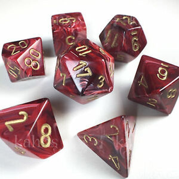 Chessex Vortex Burgandy Dice w/Gold Markings 7-Dice Set (D20/12/10/%/8/6/4)