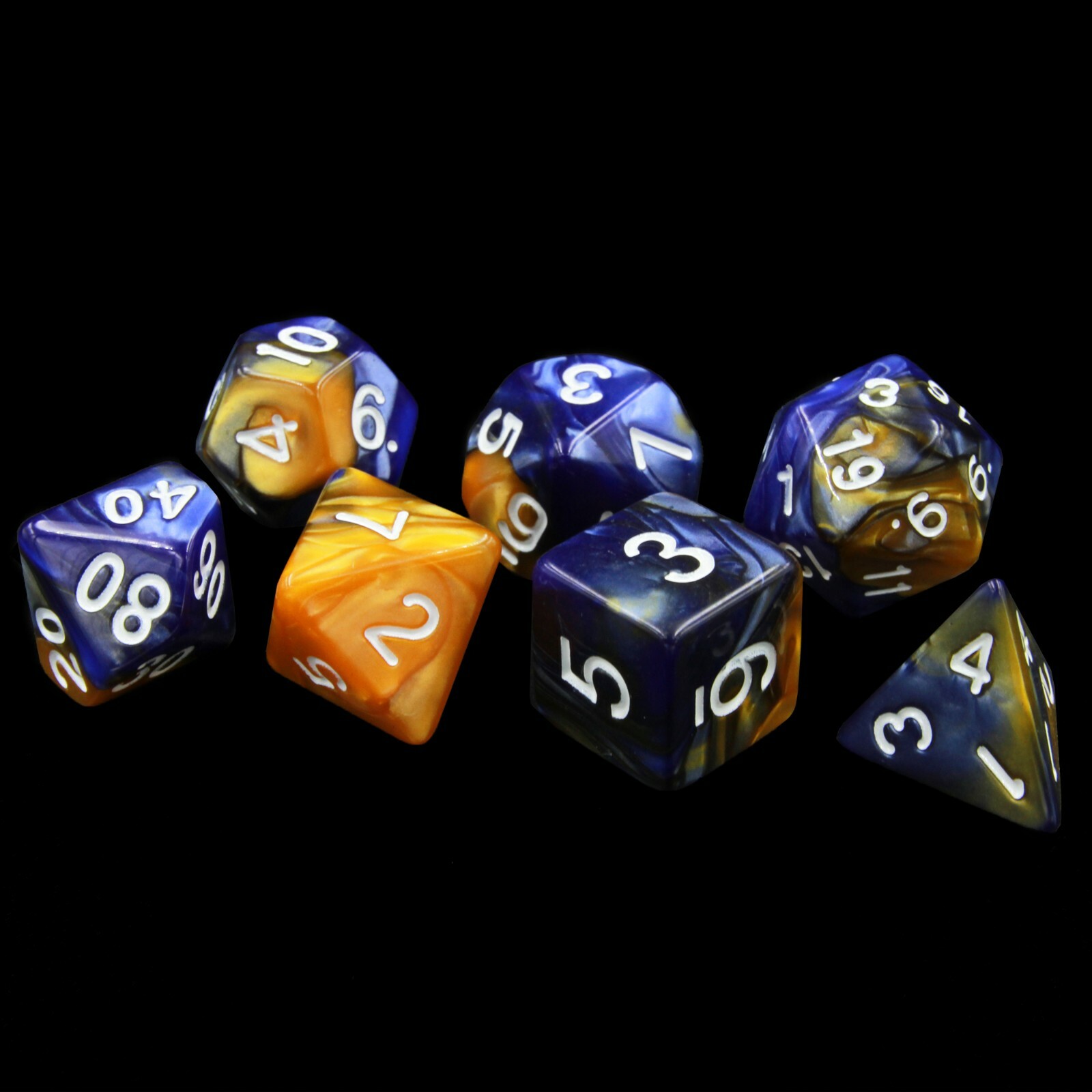Pearlescent Blue & Gold Polyhedral Dice | Set Of 7