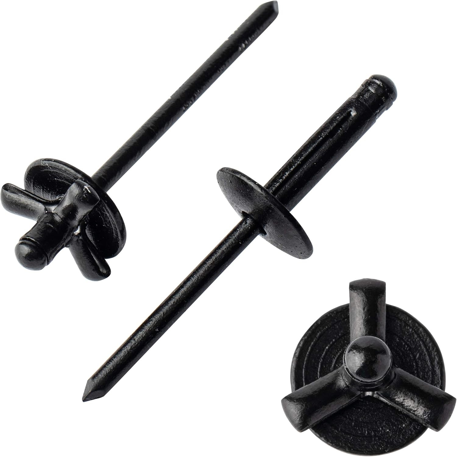 ISPINNER 50pcs 3/16" x 4/5" Large Head Tri-Fold Exploding 3/16 x 4/5, Black