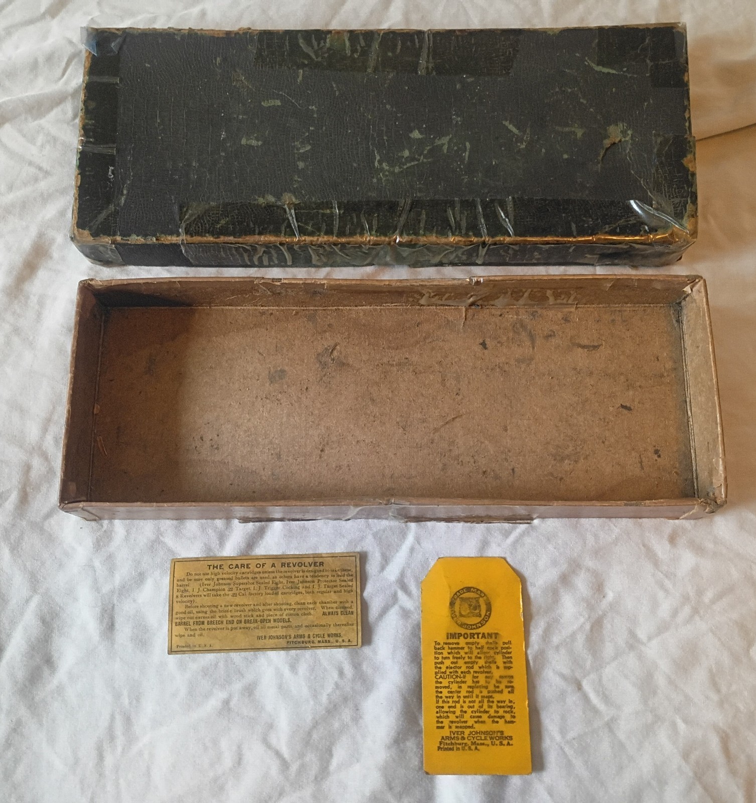 1940s-50s Iver Johnson Target Sealed 8 .22 Revolver Empty Box 6"Barrel & Inserts