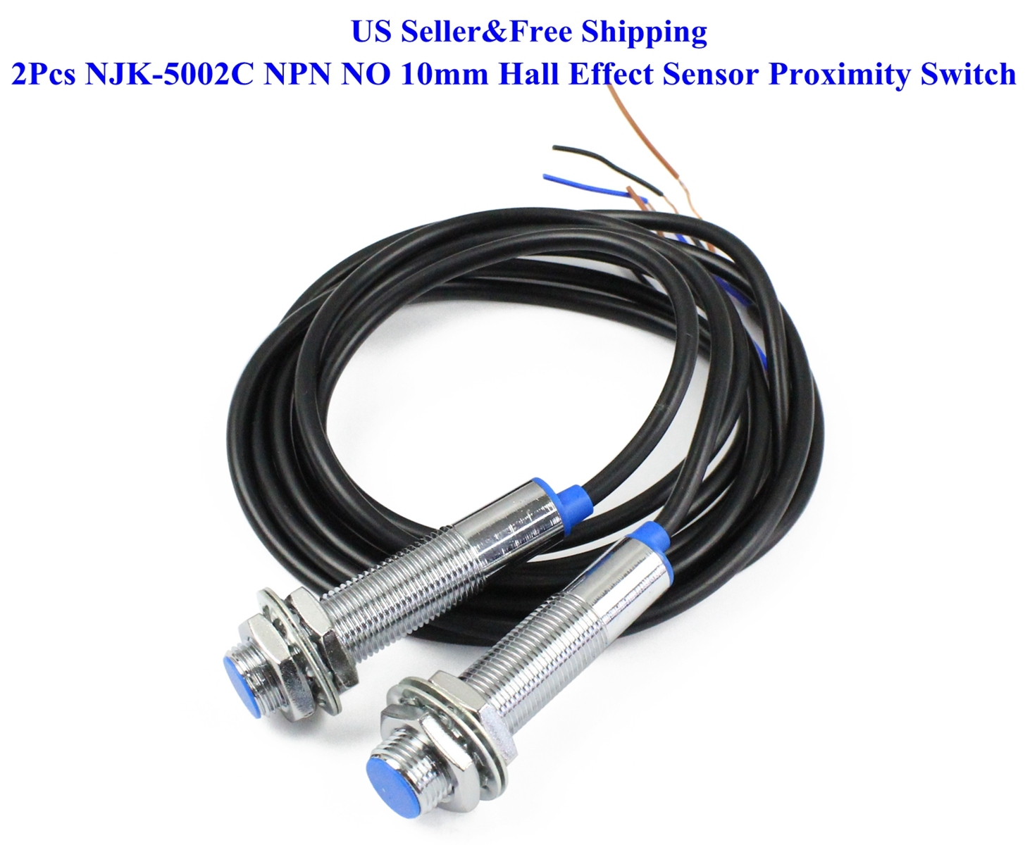 2Pcs NJK-5002C NPN NO 10mm Hall Effect Sensor Proximity Switch DC 6~36V US