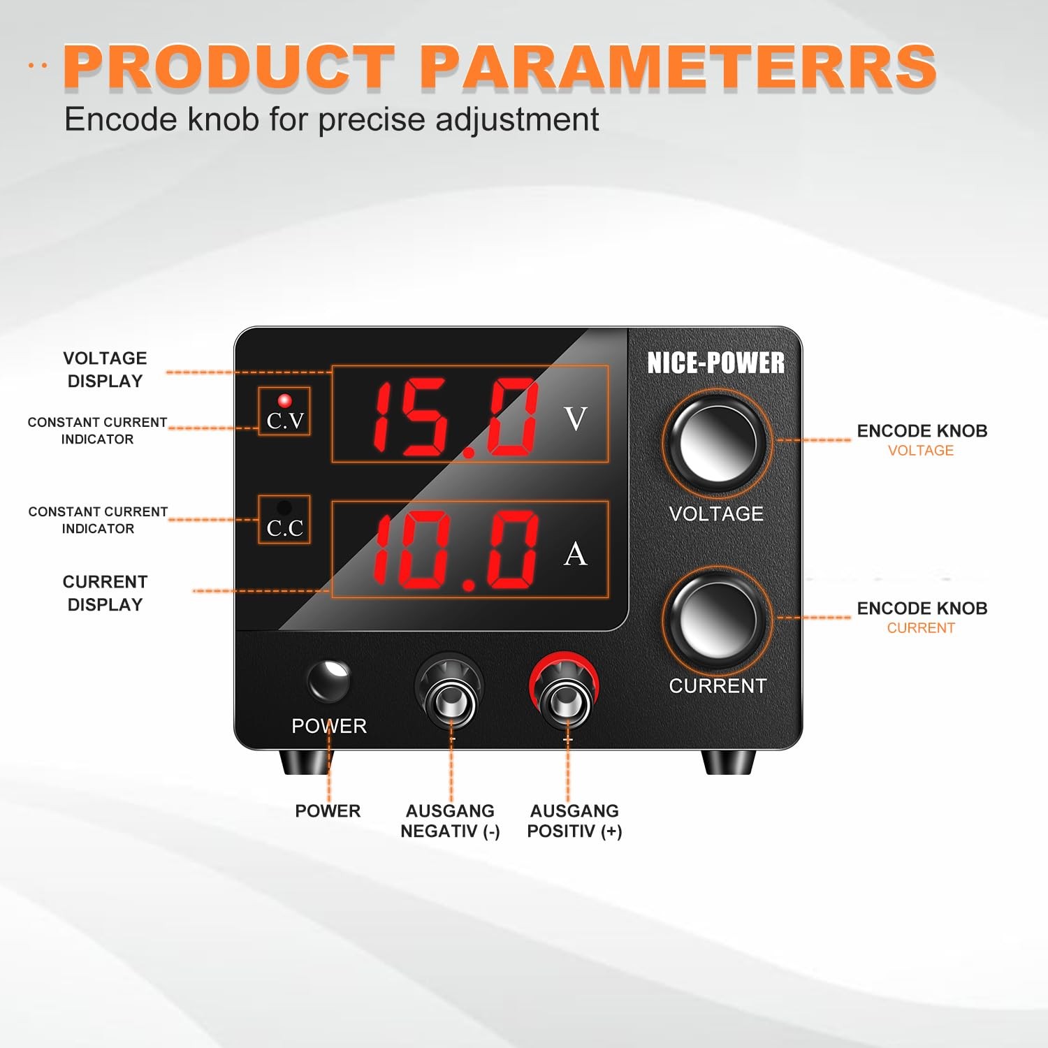 NICE-POWER DC Power Supply Variable 0~30V 0~10A, 3-Digits LED Display...