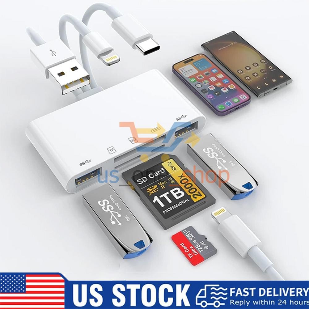5 in 1 Memory Card Reader USB 3.0 OTG Adapter SD Card Reader For iPhone/iPad US