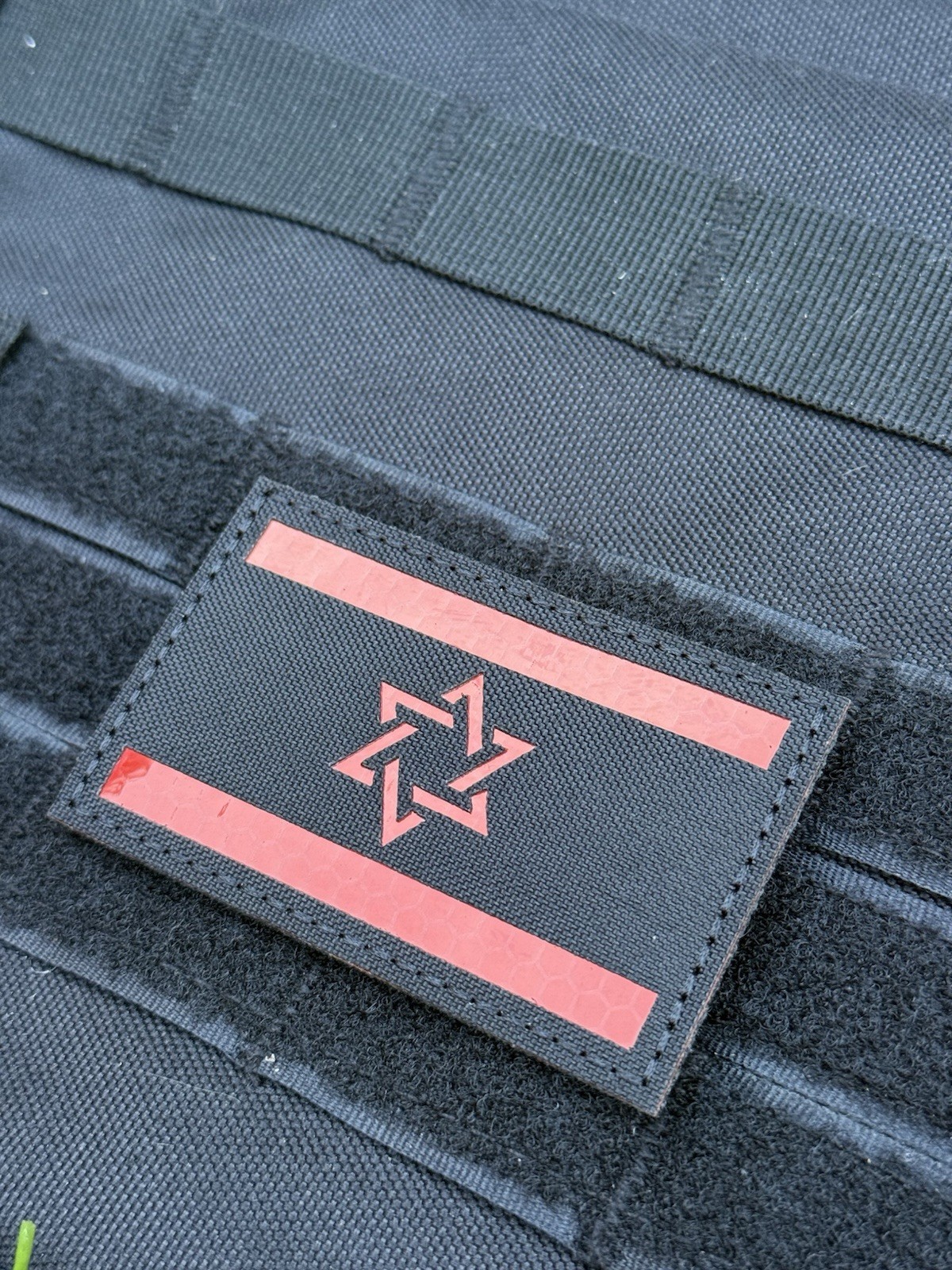 Israel Flag Reflective IR Tactical Patch Star David Hook Loop Red