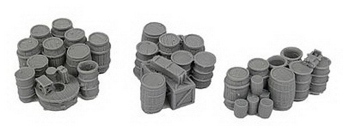 Bar Mills 02008 HO Scale Keg & Crate Assortment Unpainted Groupings (Pack of 3)
