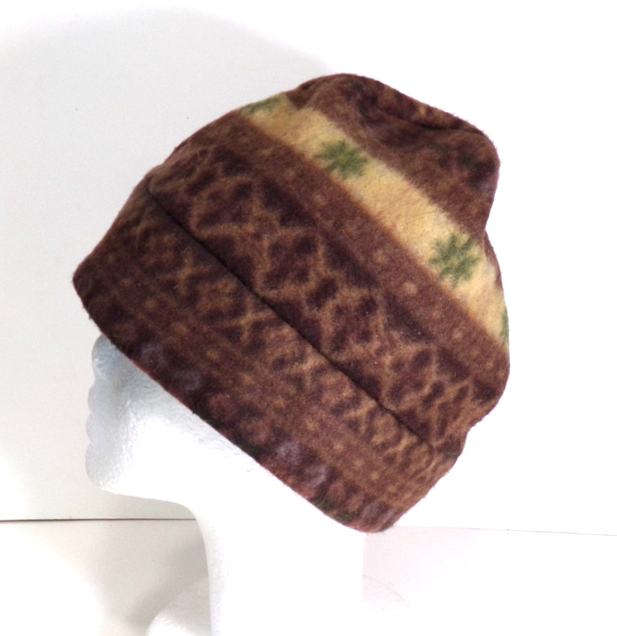 BROWN   SOUTHWEST     POLAR  FLEECE  BEANIE / SKULL CAP  WINTER HAT h88cr