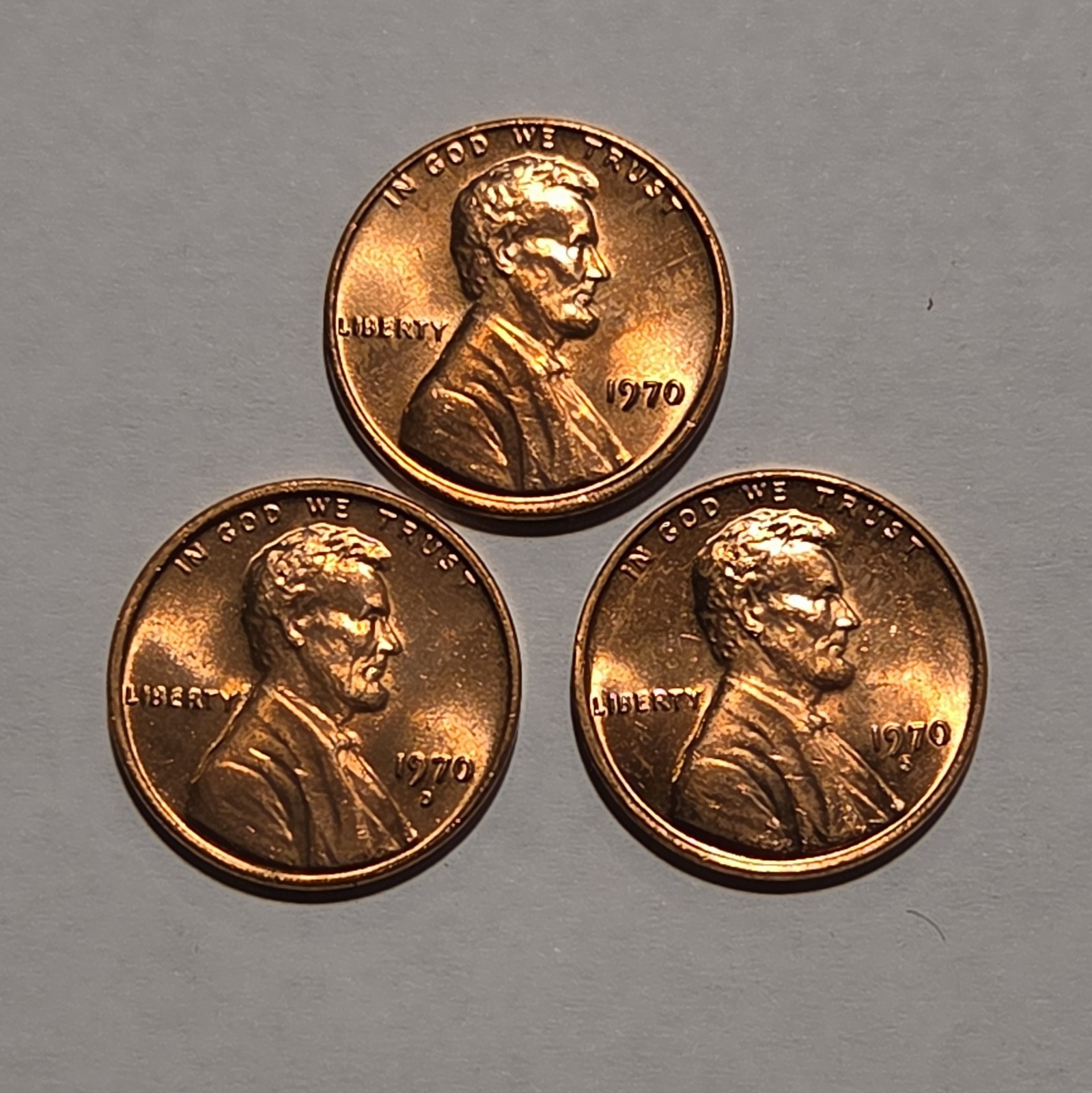 1970 P&D&S  Lincoln Memorial Cents Red BU From roll.