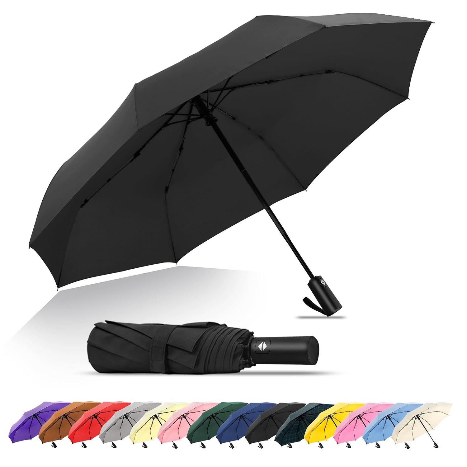 SoulRain Travel Umbrella - Compact Umbrella for Rain - Perfect Large Auto Foldin
