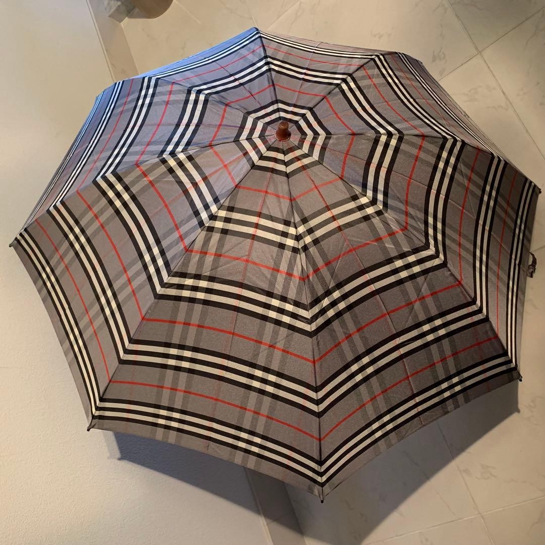 Burberry Gray Check Mens Folding Umbrella Unused