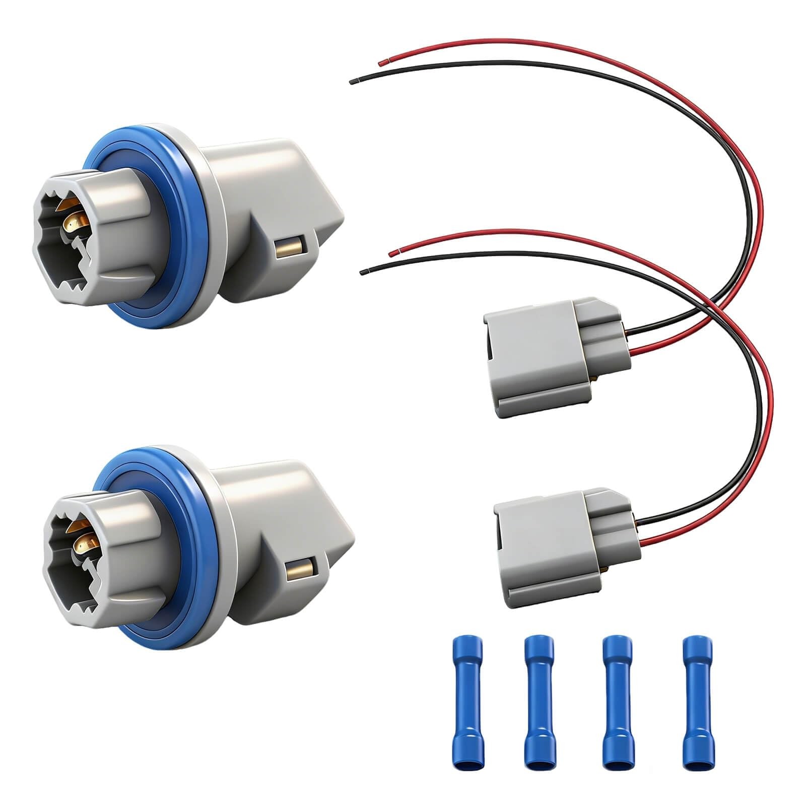 2Pcs Rear License Plate Lights Connector Socket,Fit for Ford F-150 gray