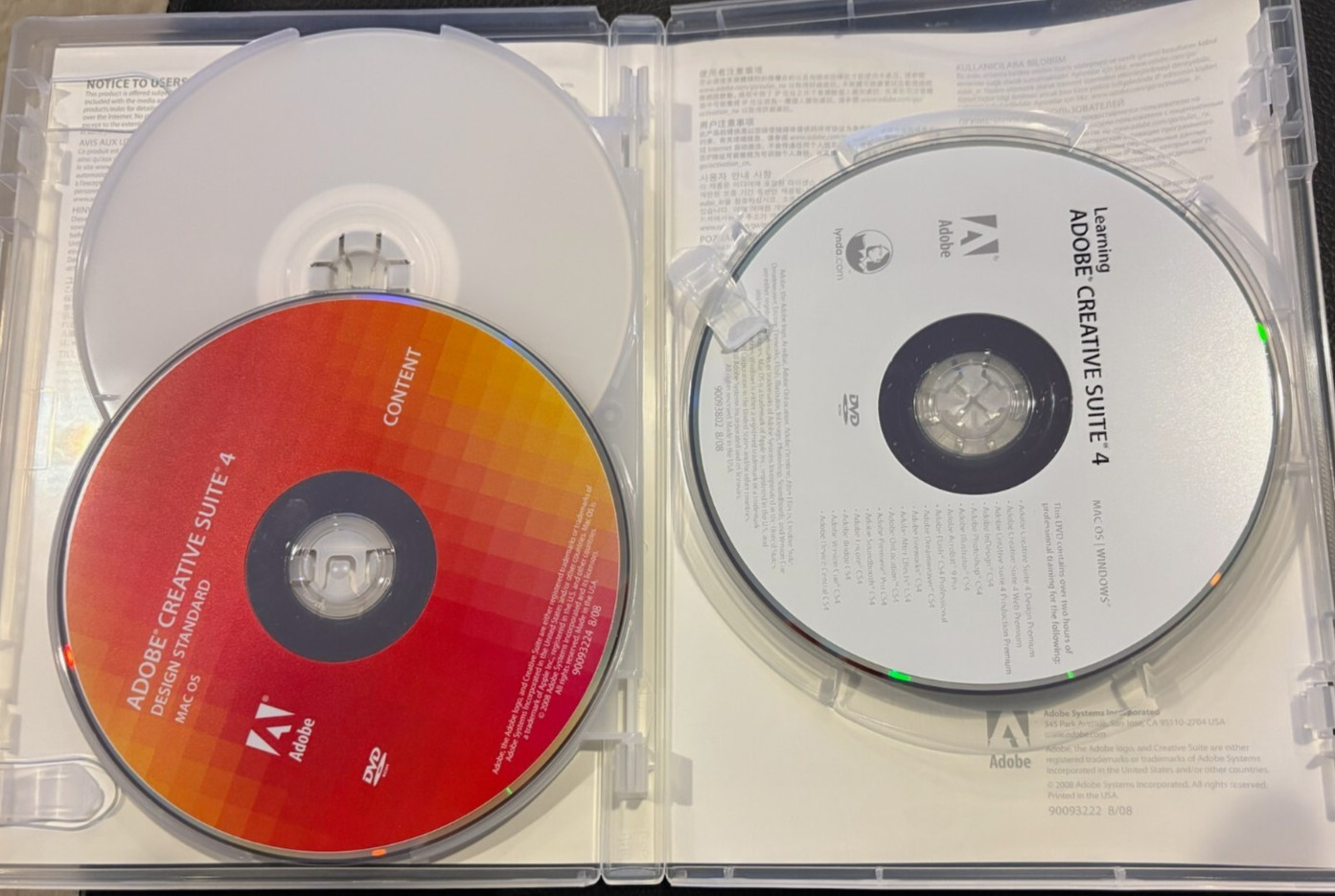 ADOBE CREATIVE SUITE 4 DESIGN STANDARD MAC Discs with SERIAL NUMBER