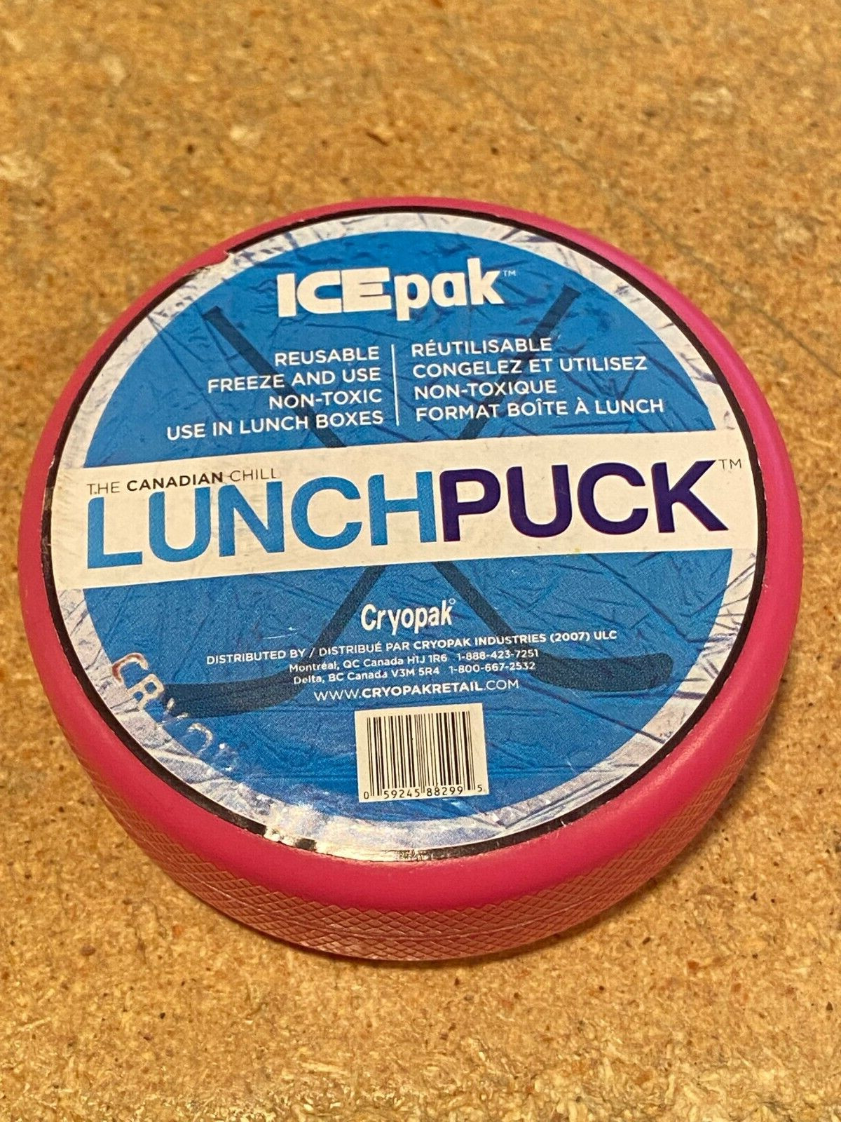 1 Lunch Puck Pink Cryopak Ice Pak for school Lunches 3" *NEW* ww1