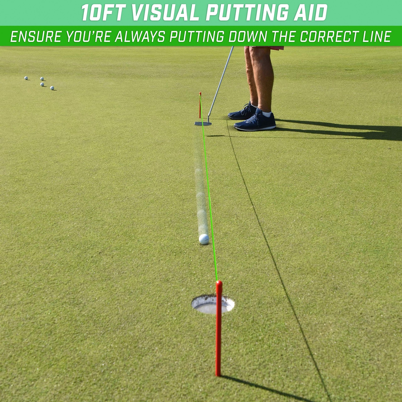 GoSports Down The Line 10 ft Putting String Guide - Golf Alignment Training A...