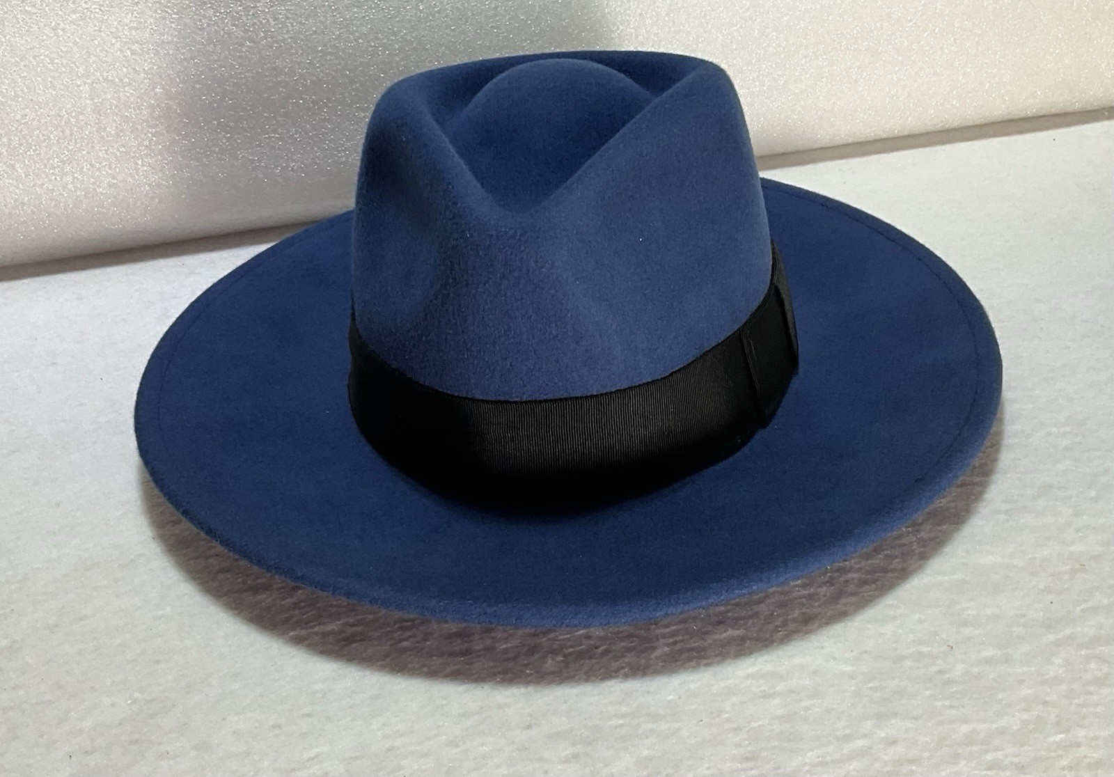 Brixton Blue Joanna Felt Hat Black Ribbon Size Medium Fedora New Without Tags