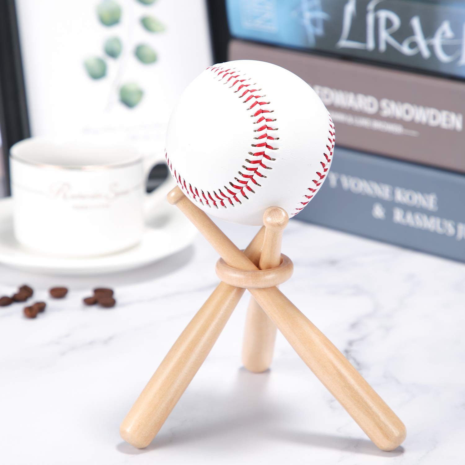 Honoson Baseball Stand Holders Balls Display Bat Wooden One Size, Wood Color