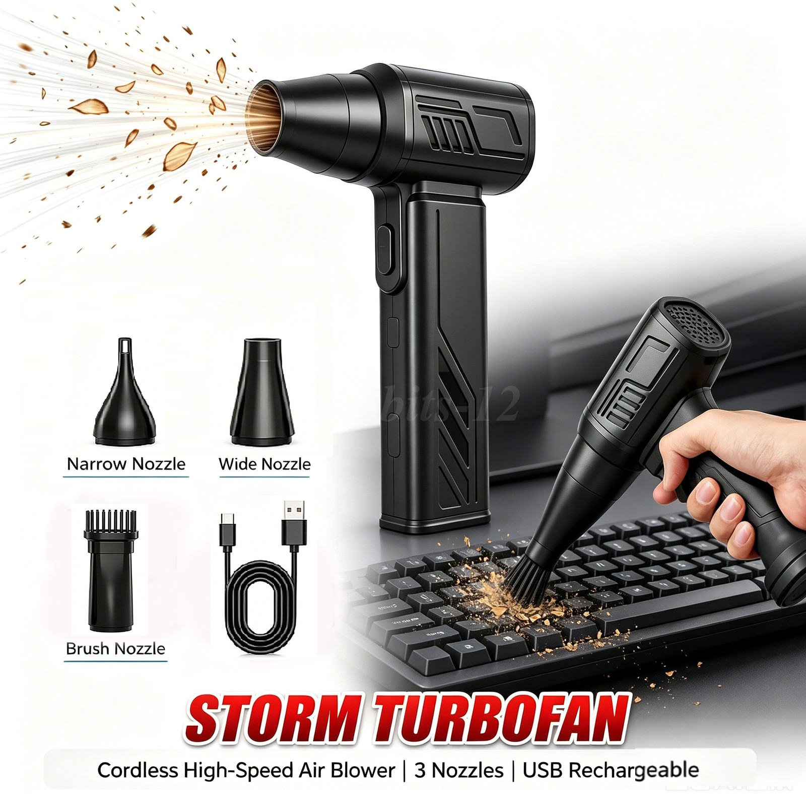 Adjustable 5 Speed Air Duster Reusable Blower Replace Compressed Air Spray