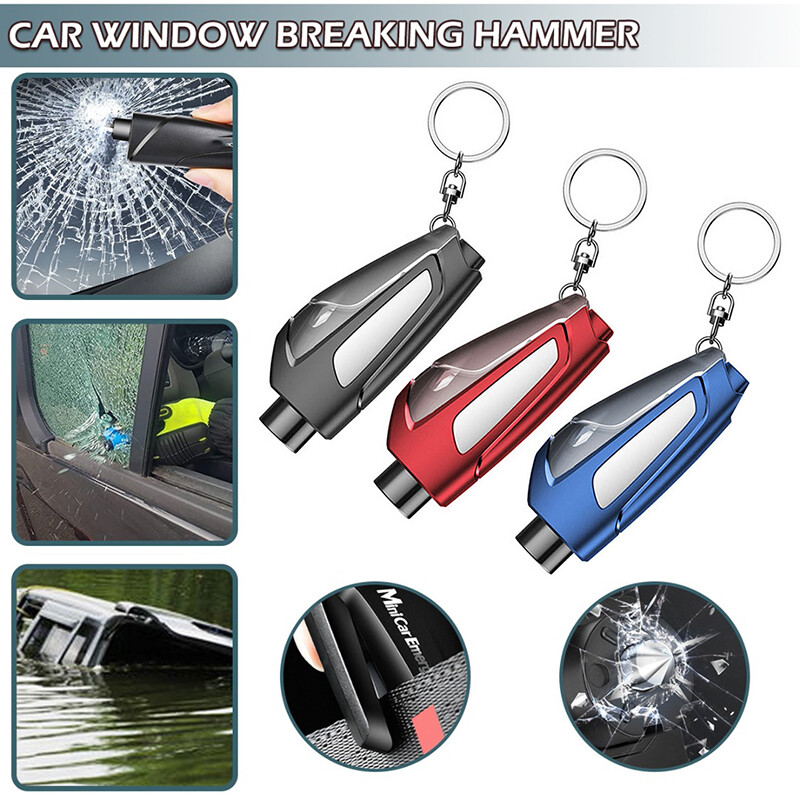 3 in 1 Portable Car Safety Escape Window Breaker Seat Belt Hammer Keychains
