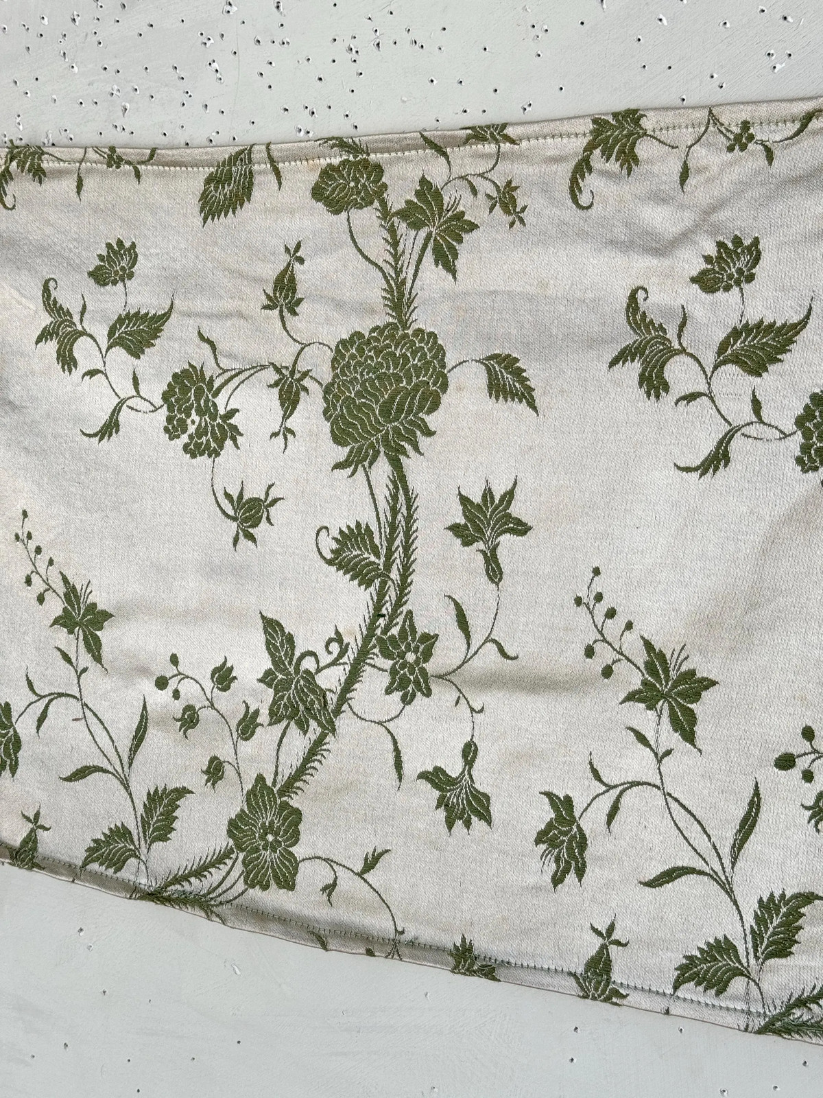 24x12 1900 green silk French sample swatch Fortin vintage silk unused document