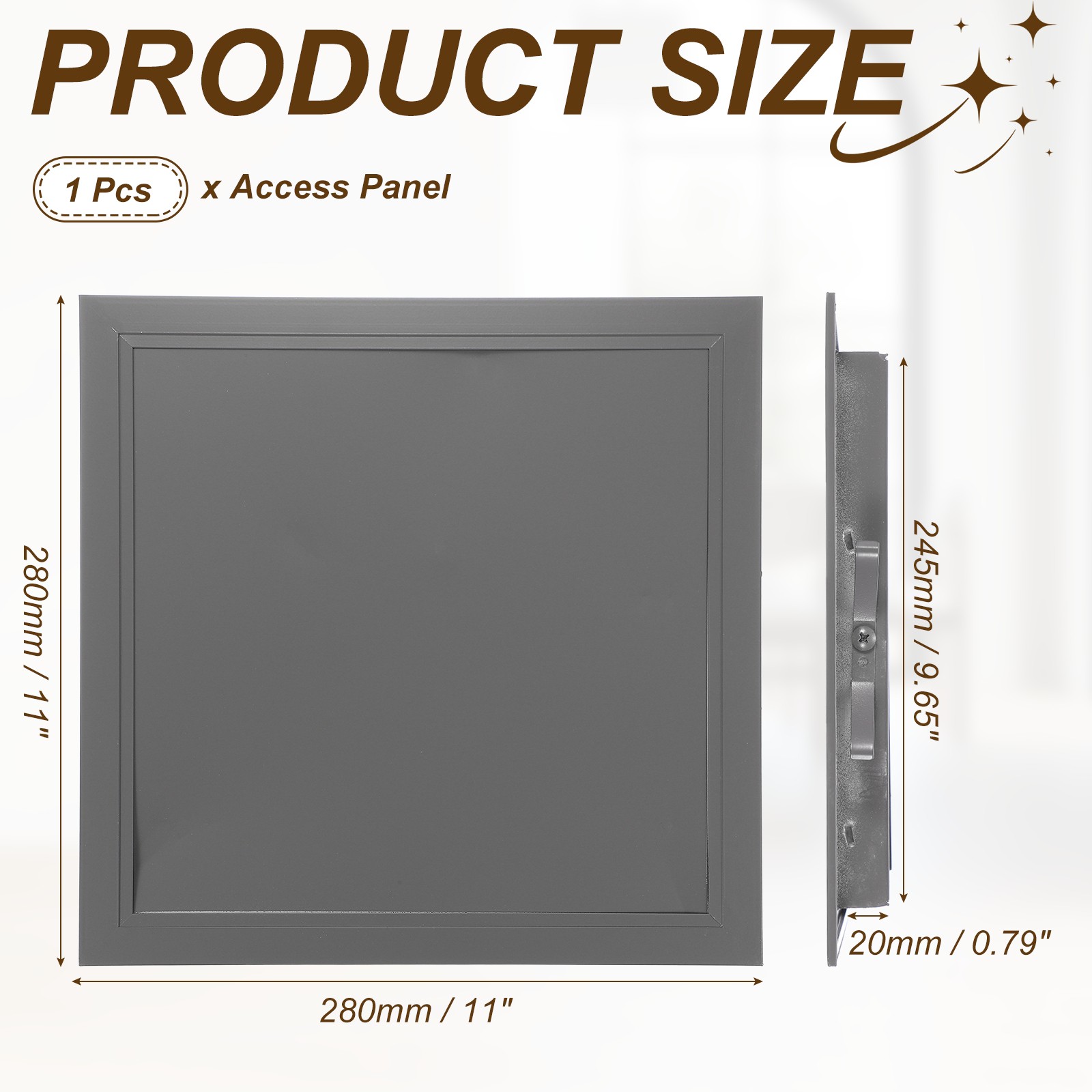 Access Panel (12" x 12") Plumbing Access Door Clip-on Installation, Gray